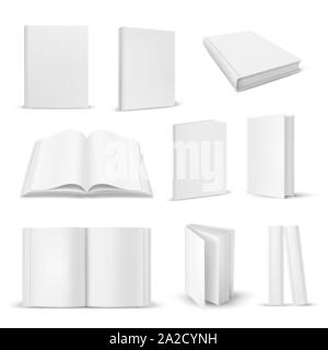Set of isolated opened and closed realistic book Stock Vector