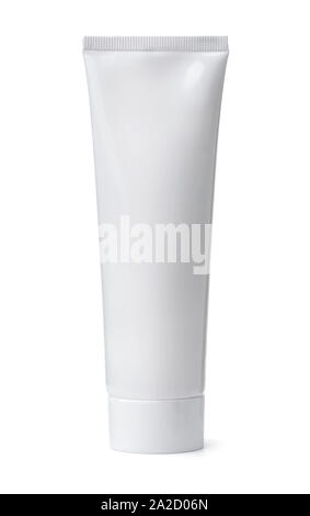 White blank cosmetic tube isolated on white Stock Photo