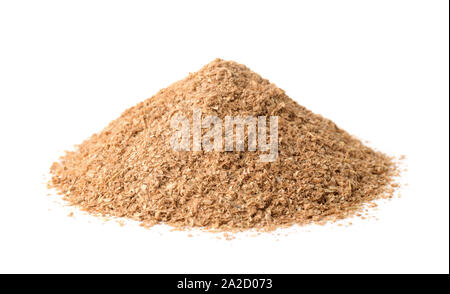 Pile of wheat bran isolated on white Stock Photo
