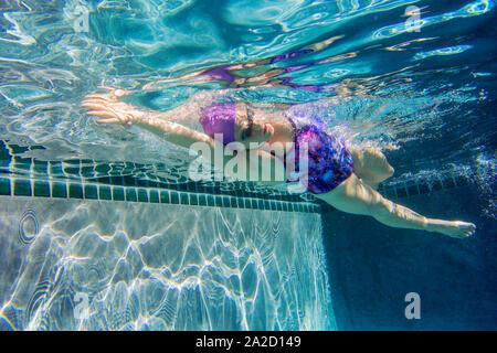 View of woman swimmer, Bainbridge Island, Washington, USA Stock Photo