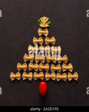 Festive christmas tree made from pasta Stock Photo