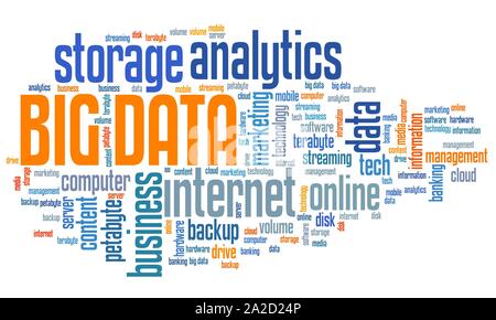 Big data - market information analytics concept. Word cloud. Stock Photo