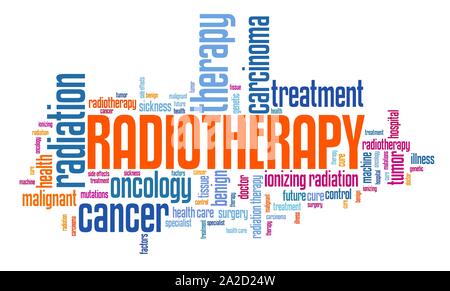 Radiation therapy cancer treatment - ionizing radiation oncology concept word cloud. Stock Photo