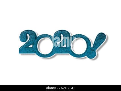 Numbers two thousand twenty on a white background with a shadow. 2020 New Year. Stock Photo