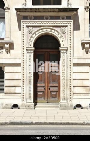 London, UK -  door to The Exchequer, also known as Her Majesty's Treasury building. Stock Photo