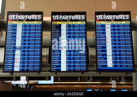 Departures screens at Las Vegas McCarran international airport USA ...