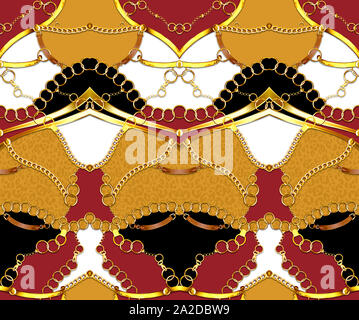 Seamless leopard pattern and golden chains Stock Photo - Alamy