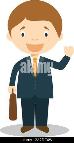 Cute cartoon vector illustration of a businessman Stock Vector