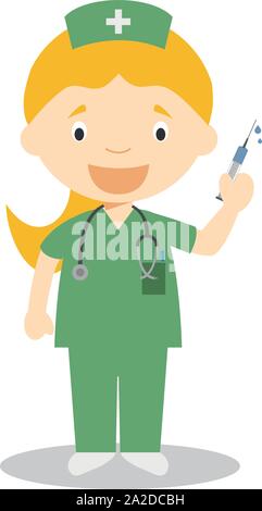 Cute cartoon vector illustration of a female nurse Stock Vector