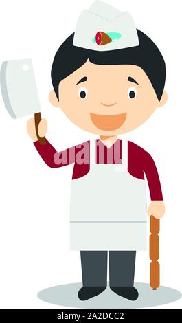 Cute cartoon vector illustration of a butcher Stock Vector