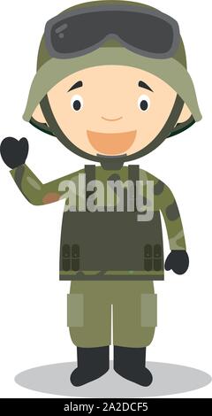 Cute cartoon vector illustration of a soldier Stock Vector