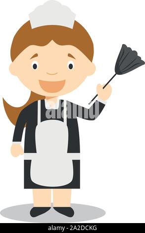 Cute cartoon vector illustration of a maid Stock Vector