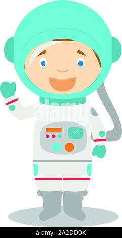 Cute cartoon vector illustration of an astronaut Stock Vector