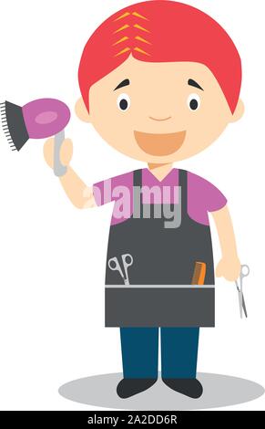Cute cartoon vector illustration of a hairdresser Stock Vector
