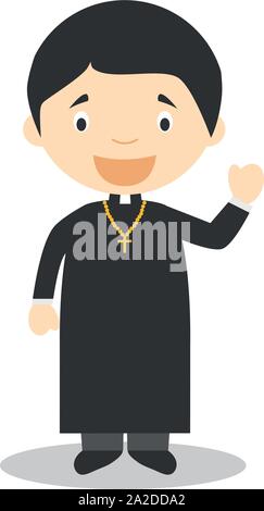 Cute cartoon vector illustration of a priest Stock Vector