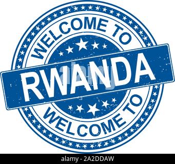 Welcome to Rwanda grungy rubber stamp on a white background Stock Vector