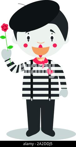 Cute cartoon vector illustration of a mime Stock Vector