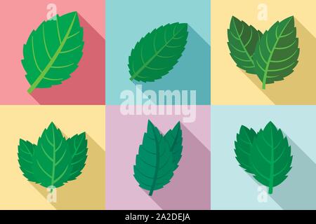 Mint icons set. Flat set of mint vector icons for web design Stock Vector