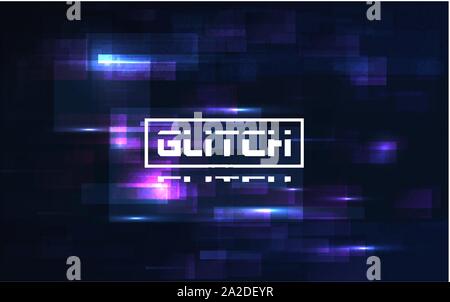 Glitch digital background. Video problem with pixel noise. VHS color template with random lines and shapes. No signal concept. Bright distortions. Vec Stock Vector