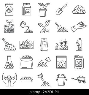 Soil ground icons set. Outline set of soil ground vector icons for web design isolated on white background Stock Vector