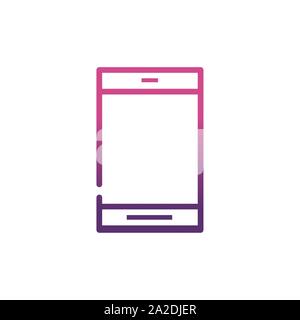 smartphone device network social media icon line gradient vector illustration Stock Vector