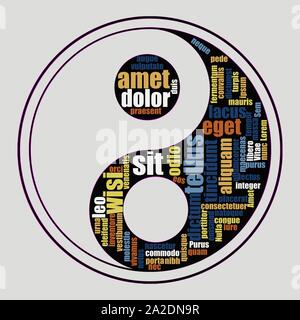 Yin Yang symbol word cloud. Tag cloud about yin yang. Vector illustration eps 10 Stock Vector