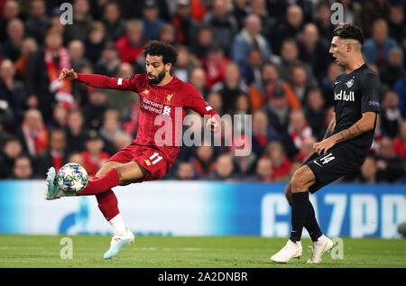 Liverpool's Mohamed Salah and Dominik Szoboszlai (right)after the UEFA ...