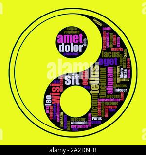 Yin Yang symbol word cloud. Tag cloud about yin yang. Vector illustration eps 10 Stock Vector
