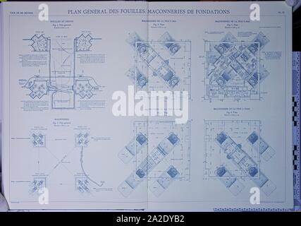 Eiffel Tower plans 03. Stock Photo