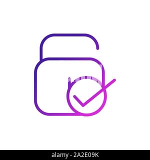 security check mark network social media icon line gradient vector illustration Stock Vector