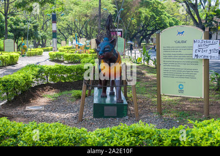 Cat sculptures made to accompany the “El Gato Del Rio” cat sculpture in Cali, Colombia. Stock Photo