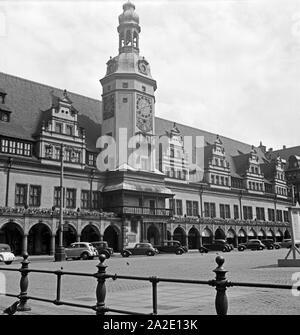 Das alte Rathaus in Leipzig, Deutschland 1930er Jahre. The old city hall at Leipzig, Germany 1930s. Stock Photo