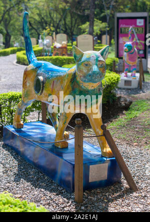 Cat sculptures made to accompany the “El Gato Del Rio” cat sculpture in Cali, Colombia. Stock Photo