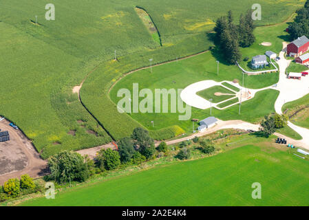 The Field of Dreams ball field near Dyersville, Iowa, USA, in anticipation of a major league baseball game in August 13, 2020 between the Chicago Whit Stock Photo