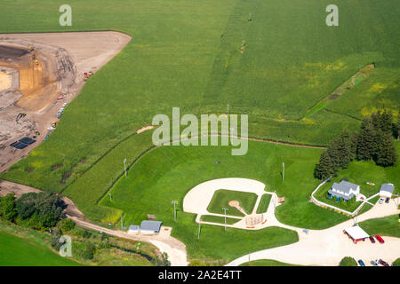 The Field of Dreams ball field near Dyersville, Iowa, USA, in anticipation of a major league baseball game in August 13, 2020 between the Chicago Whit Stock Photo