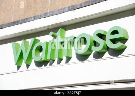 Waitrose supermarket sign and logo in London, England, UK Stock Photo ...