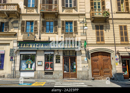 Farmacia della Consolata an Italian pharmacy on Via delle Orfanen ,Turin,Italy Stock Photo
