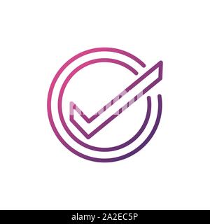 check mark network social media icon line gradient vector illustration Stock Vector