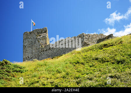 Welsh Castle ruins on the seaside headland at Aberystwyth holiday Stock