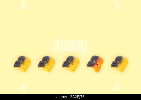 A group of sweet marmalade skull and crossbones. Stock Photo