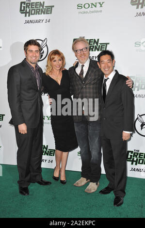 LOS ANGELES, CA. January 10, 2011: Mythbusters stars Tory Belleci (left), Kari Byron & Adam Savage & Grant Imahara at the Los Angeles premiere of 'The Green Hornet' at Grauman's Chinese Theatre, Hollywood. © 2011 Paul Smith / Featureflash Stock Photo