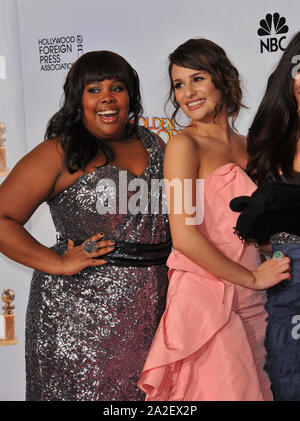 Glee stars Amber Riley Lea Michele at the 68th Annual Golden