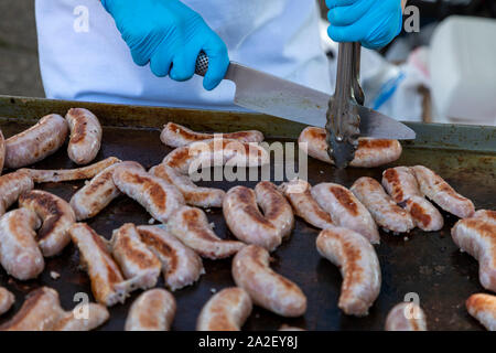 Detroit, Michigan - The annual Brazil Day Street Festival featured food and a samba dance contest. This booth grilled sausages for Brazilian Sausage S Stock Photo
