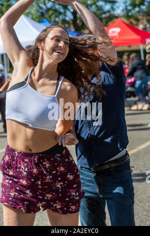 Detroit, Michigan - The annual Brazil Day Street Festival featured food and a samba dance contest. Stock Photo