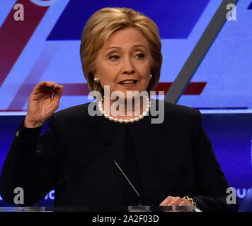 Miami, United States Of America. 11th Mar, 2016. MIAMI, FL - MARCH 9: (Embargoed Till 03/11/2016) Democratic presidential candidates Senator Bernie Sanders (D-VT) and Democratic presidential candidate Hillary Clinton are seen before the Univision News and Washington Post Democratic Presidential Primary Debate on the Miami Dade College Kendall Campus on March 9, 2016 in Miami, Florida People: Hillary Clinton  Credit: Storms Media Group/Alamy Live News Stock Photo