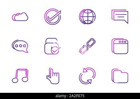 set of network social media icons line gradient vector illustration Stock Vector
