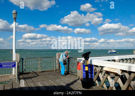 View from the end of Yarmouth Pier on the Isle of Wight Stock Photo