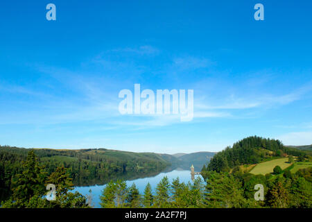 View of Lake Vyrnwy early morning from the Lake Vyrnwy hotel Stock Photo