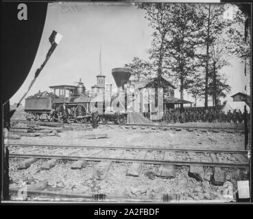 Engine No. 156 and company of infantry (4153018195). Stock Photo