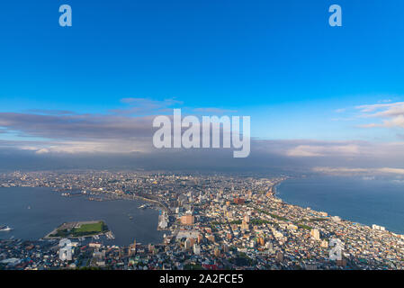 View from Mt. Hakodate observation deck in sunny day, the expansive vista during daytime is spectacular. A famous three star rating sightseeing spot i Stock Photo